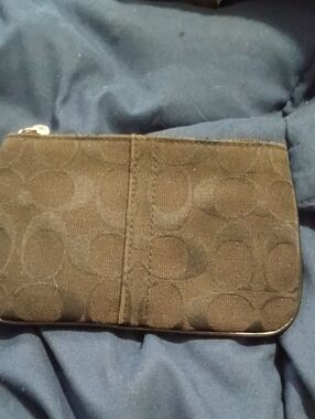 Coach Brown Signature Jacquard Zip Wallet